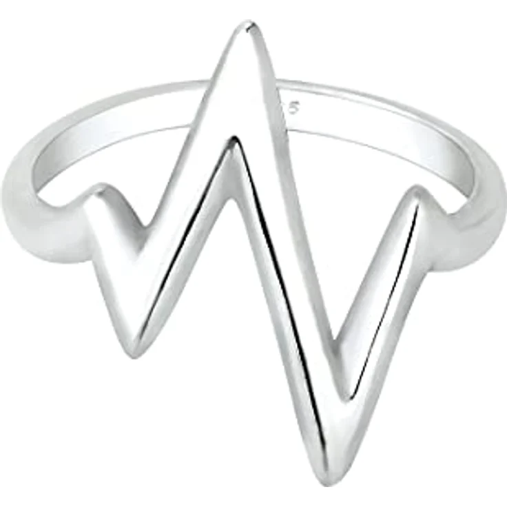 Elli Damen Ring Herzschlag Geo Look, 925 Sterling Silber, handgefertigt und anlaufgeschützt – Bild 2