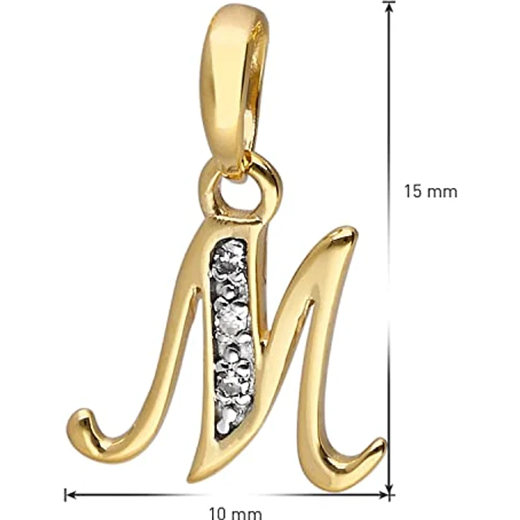 trendor Buchstaben-Anhänger M Gold 333/8K mit vergoldeter Silberkette, 42 cm, modisches Schmuckstück für Damen, Geschenkidee – Bild 5