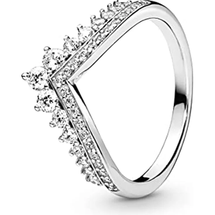 PANDORA Damen-Motivring Princess Wish, 925 Sterlingsilber, Größe 52 (16.6), verziert mit Zirkonia Steinchen