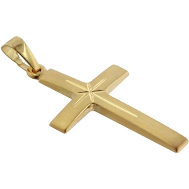 trendor Kreuz-Anhänger Gold 585 (14 Karat) 32 x 16 mm, eleganter Schmuck für Damen und Herren, Geschenkidee in Geschenk-Box, modischer Goldanhänger aus Echtgold 75281 – Bild 2