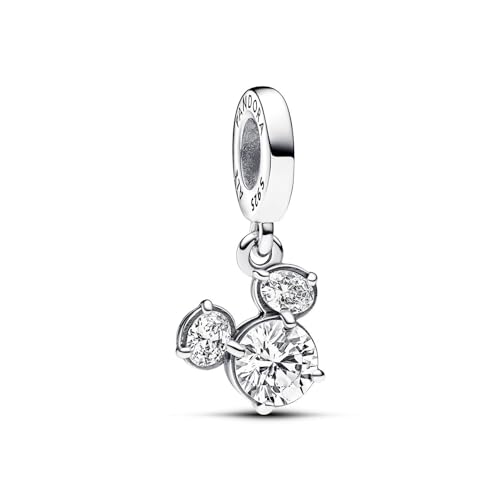 PANDORA Moments Disney Micky Maus Charm-Anhänger, Sterling Silber mit Zirkonia, kompatibel mit Moments, 793031C01