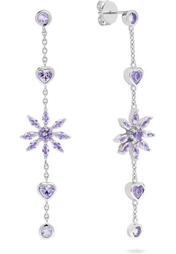 JETTE Damen-Ohrhänger, 925er Silber mit recyceltem Zirkonia, Silber, One Size