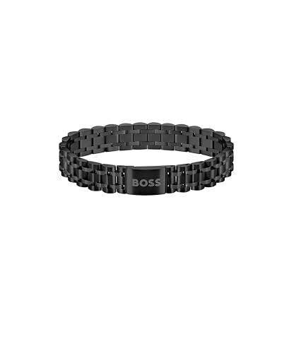 BOSS Jewelry OWAN Herren-Armband, elegantes Fünf-Glieder-Design mit schwarzer Ionenbeschichtung, anpassbare Passform, magnetischer Verschluss, 190 mm