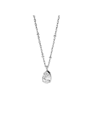 Purelei® Elegante Vintage-Halskette, Goldene Edelstahlkette mit verstellbarer Länge (50/55 cm) und weißem Zirkonia-Tropfen, Silber