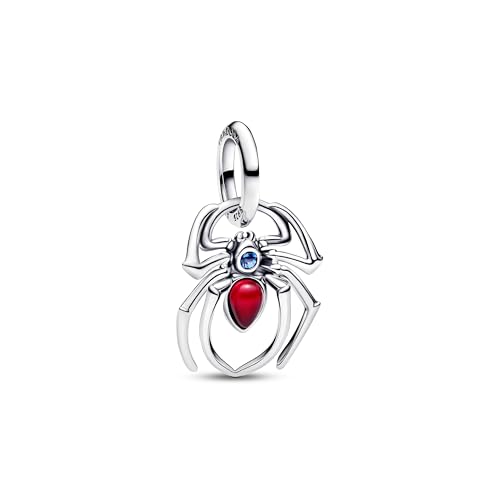 PANDORA Moments Marvel Spiderman Charm-Anhänger, Sterling-Silber mit blauen und fuchsiafarbenen künstlichen Kristallen, kompatibel mit ME und Moments, 794224C01