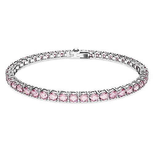 Swarovski Matrix Tennis, Rhodiniertes Damenarmband mit Strahlenden Violett-Rosafarbenen Swarovski Kristallen