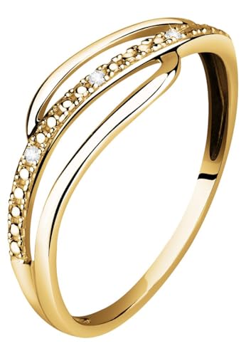 CHRIST Damenring 375er Gelbgold mit 3 Diamanten, Ringgröße 52