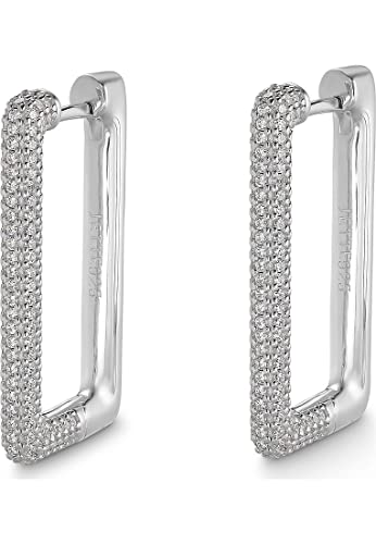 JETTE Damen-Creolen 925er Silber mit 322 Zirkonia, 3 cm Länge, Geschenkbox