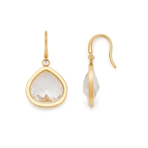 JEWELS BY LEONARDO JUVINGA, Ohrringe aus goldfarbenem Edelstahl mit klarem Dreiecks-Glasstein, 1 Paar, Geschenk für Frauen