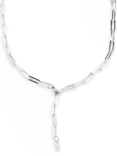 THIORA 'Island Links' Y-Kette Silber, Damen Edelstahl Gliederkette in variablem Design, 540mm Länge