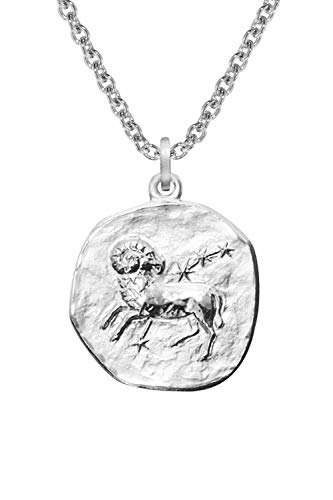 trendor Sternzeichen Widder Halskette 925 Silber, Ø 16 mm, rhodiniert, für Damen, Herren und Kinder, 45 cm, Geschenk-Box