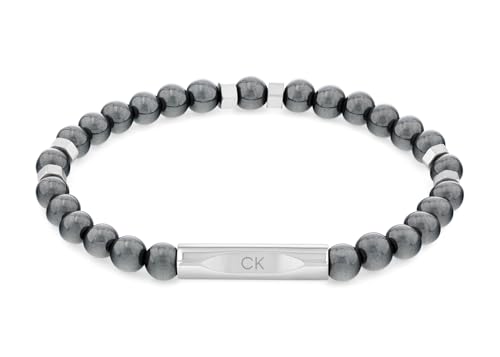 Calvin Klein MIXED BEADS Herren-Armband, Schmuckperlen mit Tigerauge oder Hämatit, 195 mm Umfang