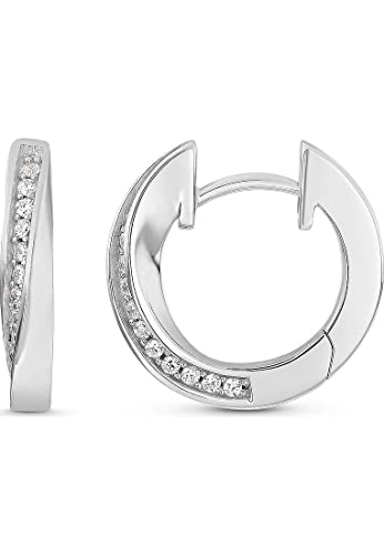 JETTE Damen-Creolen 925er Silber rhodiniert, 28 Zirkonia, Durchmesser 16 mm, Geschenkbox
