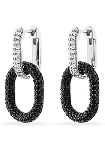 JETTE Damen-Creolen 925er Silber mit 48 Zirkonia, 2,5 cm Länge, elegant verpackt