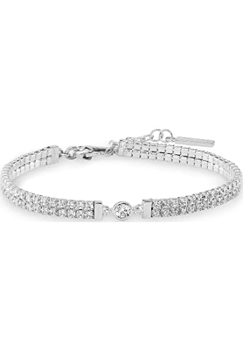 JETTE Damen-Armband 925er Silber mit 123 Zirkonia, One Size, 17 cm Länge, in Silber