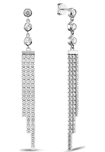 JETTE Damen-Ohrhänger 925er Silber mit 120 Zirkonia, Länge 7,5 cm, Silber 32017438