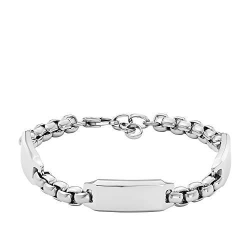 Fossil Drew Herrenarmband aus Edelstahl, Karabinerverschluss, metallic Silber, poliert, 225 mm Länge