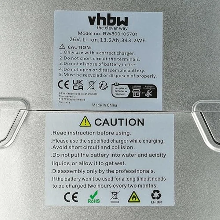 vhbw Akku für Kettler Layana Front NX8, Center LCD Plus NX8, Hybritec E-Bike, 13,2 Ah, 25,2 V, Li-Ion, grau – Bild 5