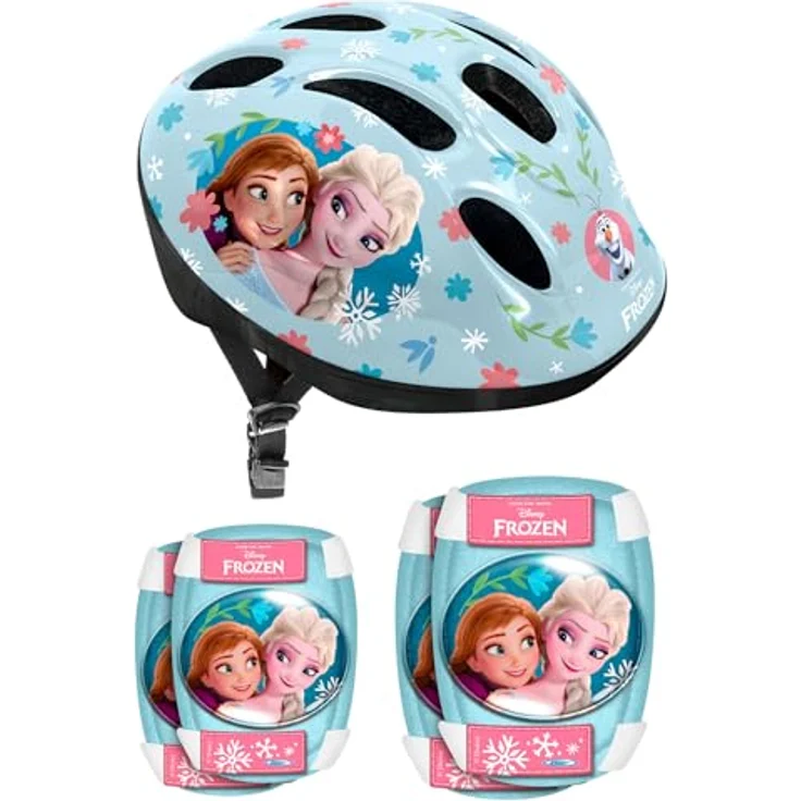 Stamp LA Reine des NEIGES 2, Kinderfahrradhelm mit einstellbaren Tailleneinstellungen, Ellbogen- und Knieschützern, EPS-Struktur, 50-56 cm – Bild 1