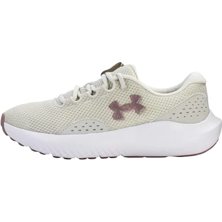 Under Armour Surge 4 Laufschuhe, gepolstert und atmungsaktiv, Summit White-Tourmaline Pink-Metallic, Größe EU 41 – Bild 7