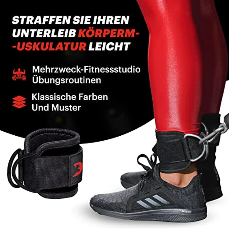 DMoose Fußschlaufen Kabelzug - Kickbacks Fußschlaufen - Fußmanschetten Kabelzug - 2 Stück Kabelzug Fußschlaufen für Fitness Training - Ankle Strap Fußschlaufen für Frauen und Männer – Bild 5