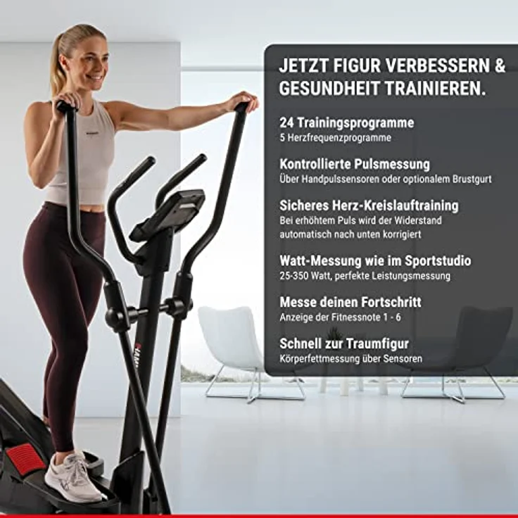 HAMMER Crosstrainer Crossfly BT, inkl. Glute Shaper, Leistungsampel, 24 Programme, Zwift & Kinomap kompatibel – Bild 5