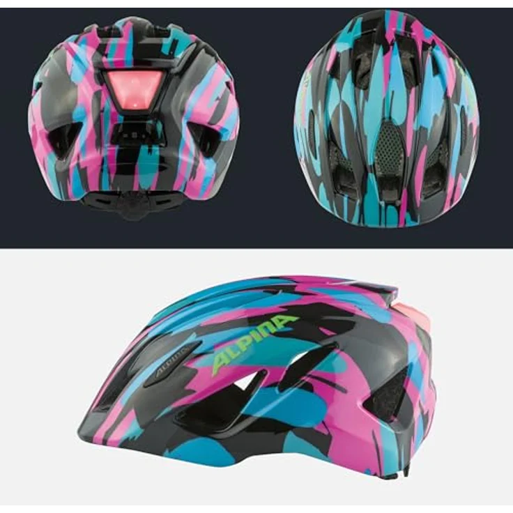 Alpina Pico Flash, Fahrradhelm für Kinder und Jugendliche mit bruchfester Inmold-Bauweise, Fliegennetz und integrierter Beleuchtung – Bild 4