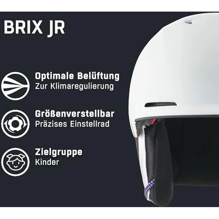 ALPINA BRIX JR, Skihelm für Kinder, sicherer und klimatisierter Schutz, waschbares Innenfutter, White-Graphic matt, L (55-59 cm) – Bild 2