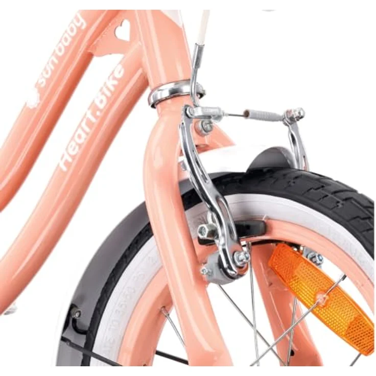 Sun Baby Heart Bike, 14 Zoll Mädchenfahrrad mit Schubstange, Aprikose, für Nutzungsbereich innerhalb der StVZO, zulässiges Gesamtgewicht bis 50 kg – Bild 3