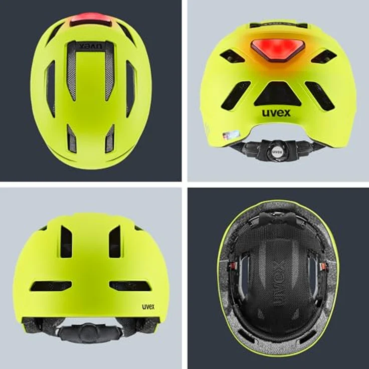 Uvex Sports urban planet LED, Cityhelm mit Hartschalenkonstruktion, 14 Belüftungsöffnungen, mattem Lime-Finish, 54-58 cm – Bild 4