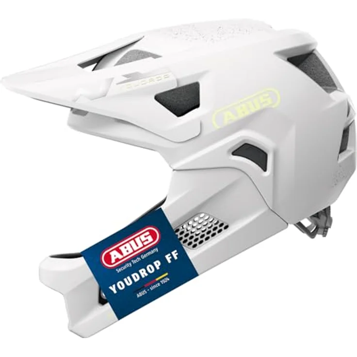 ABUS MTB-Helm YouDrop FF, Fullface-Helm für Kinder und Jugendliche mit abnehmbarem Kinnschutz, Weiß, Größe S – Bild 1