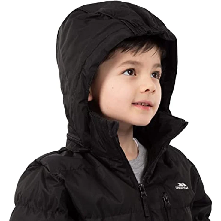Trespass UTTP906 P, Männliche Steppjacke Schwarz, verstellbare Kapuze, drei Reißverschlusstaschen, elastische Bündchen – Bild 3