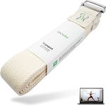 BACKLAxx® Yoga Gurt Baumwolle (natur) – Nachhaltiges Yoga Zubehör Set, Yogagurt 250 cm lang mit praktischem Verschluss aus Metall – Yoga Set ideal für Yoga, Pilates und Dehnen inkl. Anwendungsvideos