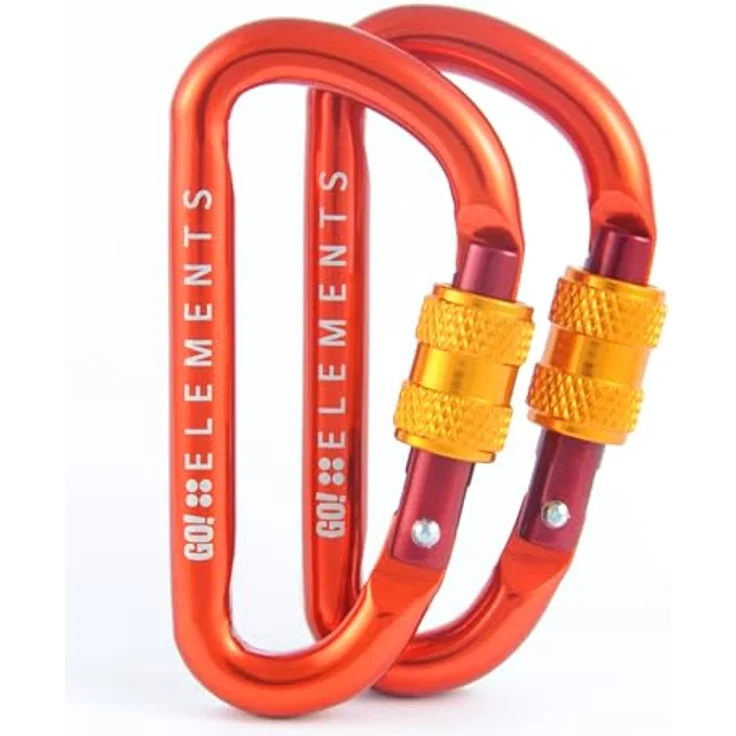 GO!elements Mini Karabiner Micro 6, 2er Pack mit Schraubverschluss, farbe: Pyro, ultraleicht und robust, salzwasserbeständig für vielseitige Outdoor-Anwendungen – Bild 1