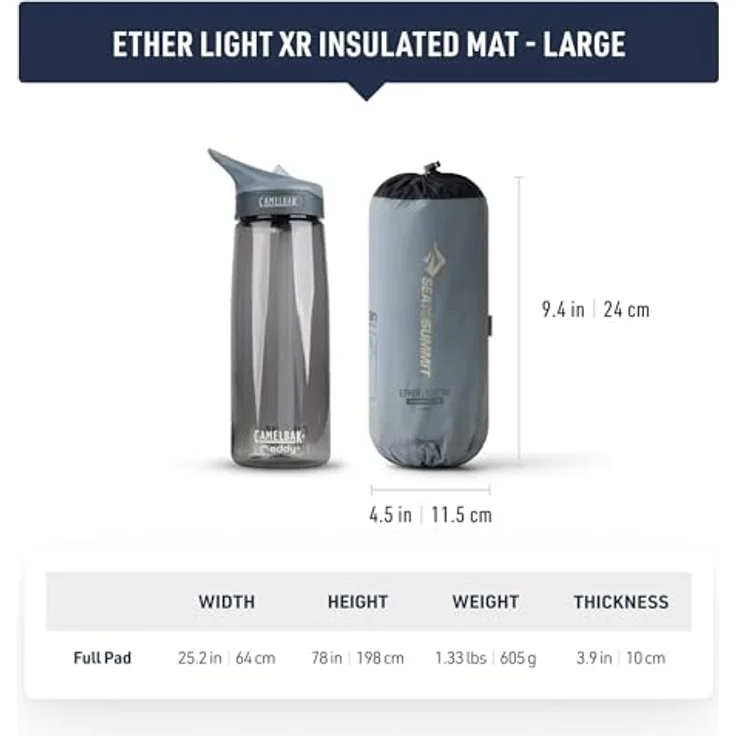 Sea To Summit Ether Light XR Insulated ASC Mat, leichte und kompakte Isomatte mit hervorragender Isolation für kühle Nächte, 0,605 kg – Bild 5