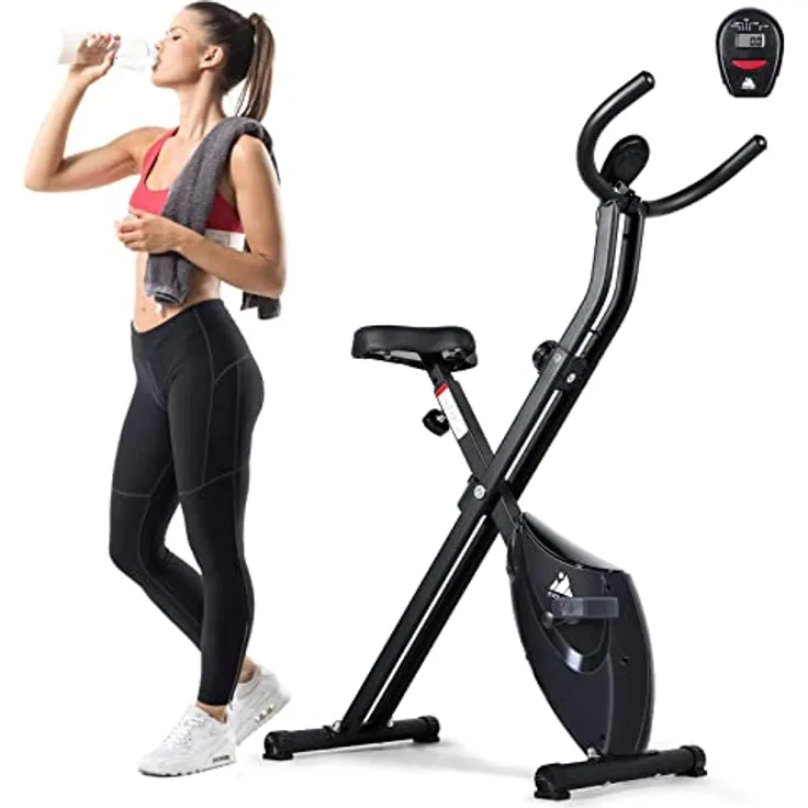 EVOLAND Heimtrainer, Fitnessrad mit LCD-Display und 8-stufigem einstellbarem magnetischem Widerstand, 120 kg maximale Belastung für Heimtrainer