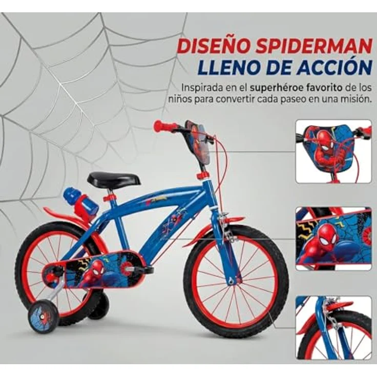 Spiderman Kinderfahrrad, 16 Zoll, blau und rot, für Kinder von 5 bis 8 Jahren – Bild 5
