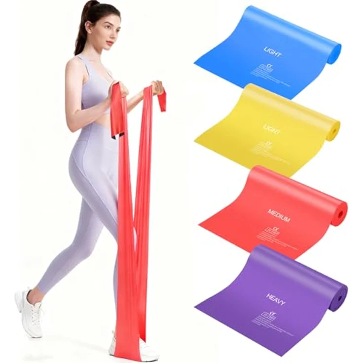 JATEKA Theraband Fitnessbänder Set, 4x Widerstandsbänder aus Naturlatex, Light bis Heavy, für Muskelaufbau, Crossfit, Yoga, inkl. Transportbeutel – Bild 1