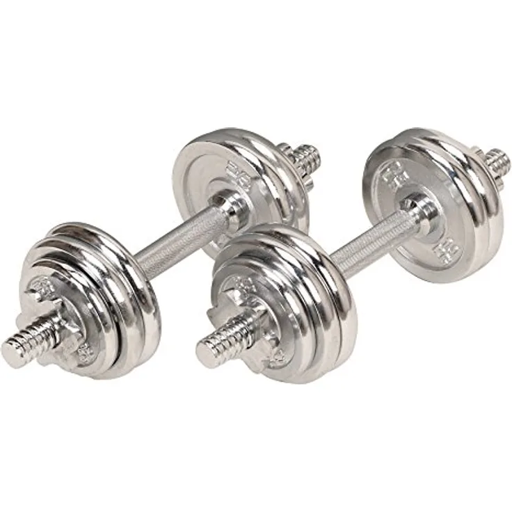 Sunny Health & Fitness Unisex-Adult 15 kg Hantel Chrom Set Hanteln, Silber, One Size