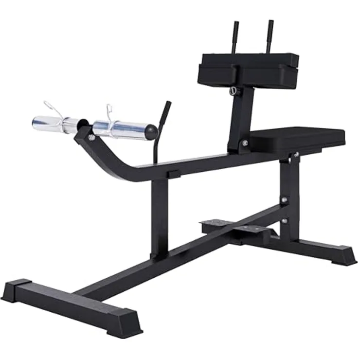 GORILLA SPORTS® Wadenmaschine - 126 x 61 x 100 cm, 5-Fach Höhenverstellbar, mit Aufnahme für 30 mm und 50 mm Hantelscheiben, 2 Federverschlüssen, gepolstert, Schwarz - Wadenstrecker, Wadenrainer