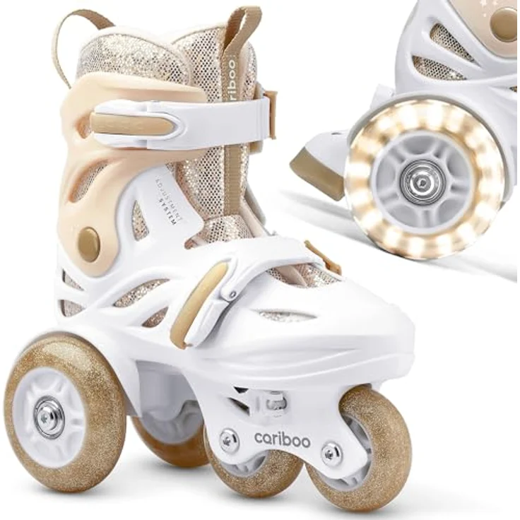 CARIBOO Einstellbare Kinder-Inlineskates Ballerina mit LED-Rädern, Hardshell-Konstruktion, Größenverstellbar 26-35 – Bild 1