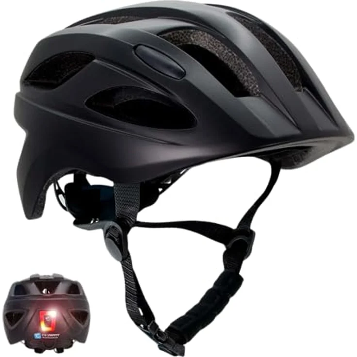 Crazy Safety Cool Swat Kinderfahrradhelm, schwarz, für 6-12 Jahre, leicht, EN1078 zertifiziert, mit LED-Licht – Bild 1