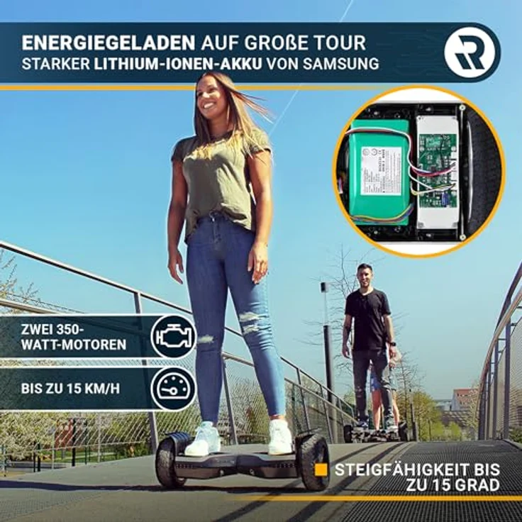 Robway X2 Hoverboard, Das Original, 2 x 350 Watt Motoren, APP Steuerung, Self-Balance, Bluetooth, schwarz matt, Offroad, 15 km/h, 20 km Reichweite – Bild 5