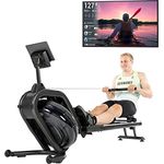 Skandika Wasserrudergerät Nemo IV | Wasser Rudergerät für Zuhause in Studio Qualität durch TÜV Süd geprüft, Kinomap, Tablet Halterung, aufstellbar | Rudermaschine mit Wasserwiderstand (Schwarz)