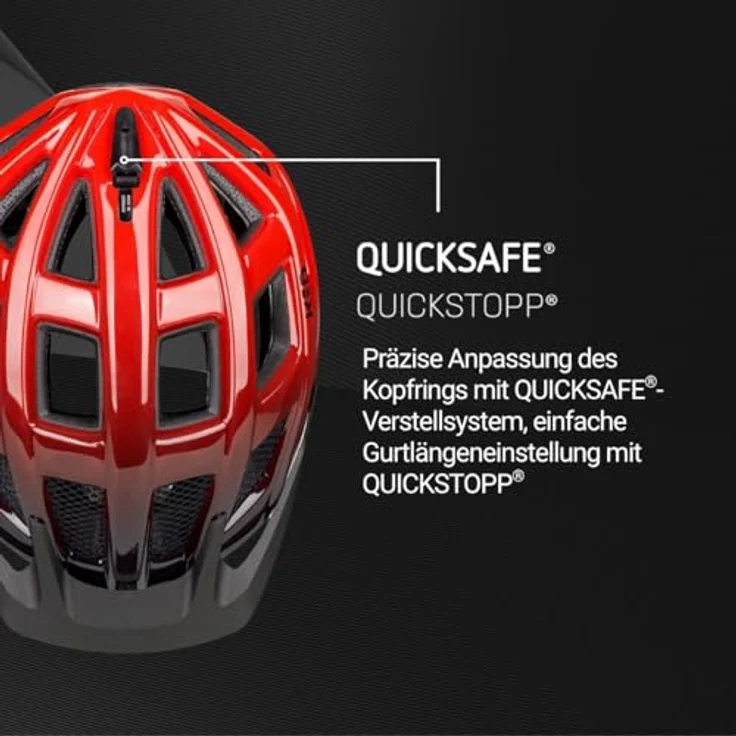 KED Crom Fahrradhelm mit K-FIT Anpassungssystem, LED Rücklicht, red-black glossy, Größe 52-58 (M) – Bild 4