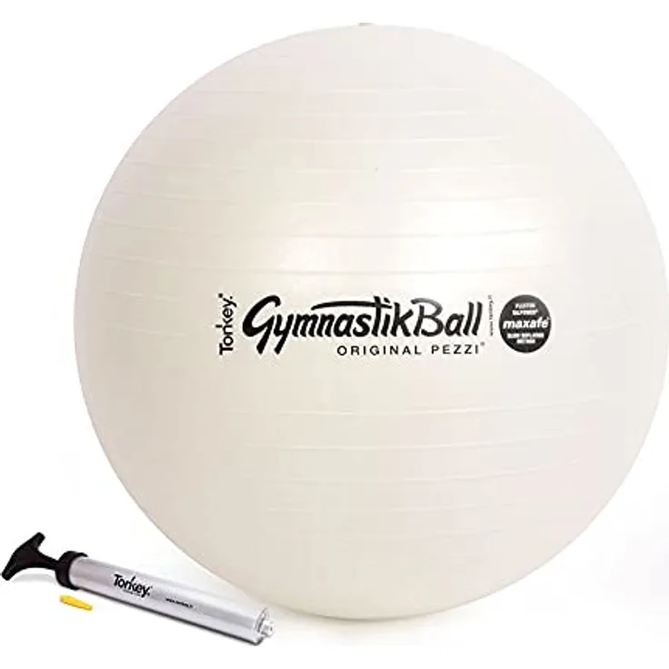 Original Pezzi Ball MAXAFE 75cm pearlwhite mit Pezzi Pumpe Gymnastikball Gymball