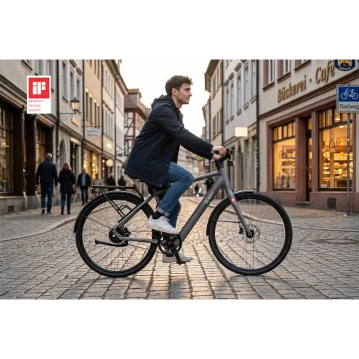 SachsenRAD City E-Bike C3M Roma II, 28" Ultraleichtes Elektrofahrrad mit Riemenantrieb, 6km/h Schiebehilfe, KI-Unterstützung, Grau, für Damen/Herren – Bild 2