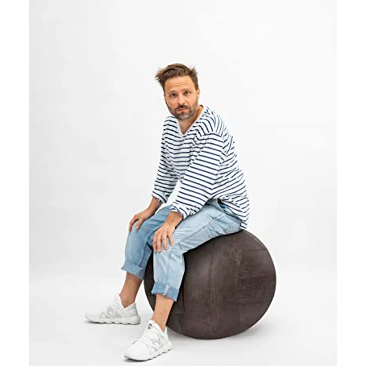 Sitting Ball Frankie Sitzball mit Lederimitat, ergonomisch Sitzen im Büro & Zuhause, 65 cm Ø, Gymnastikball mit Lederhülle, Fitnessball mit Tragegriff, 30°C waschbar, anthrazit – Bild 4