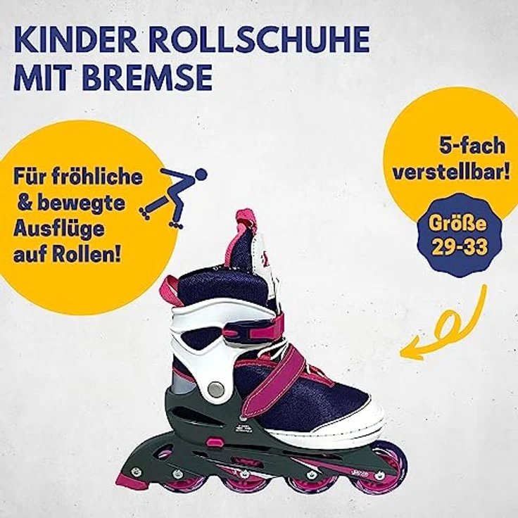 Best Sporting Inlineskates Inliner für Kinder 5-fach größenverstellbar in lila/pink, robuste und hochwertige Kinder Inliner mit Bremse – Bild 2