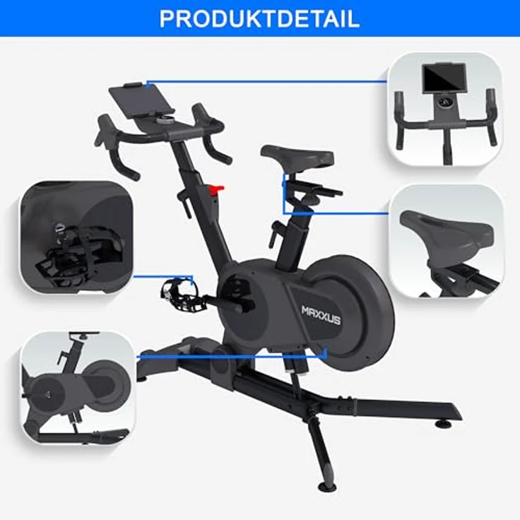 Maxxus SpeedBike S2 - Leise, Magnetischer Widerstand, Monitor, Tablet Halter, Zwift Kompatibilität, Schwarz/Grau – Bild 3